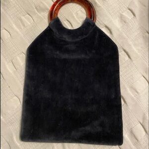 NWOT Anthropologie Lucite Handle Velvet Clutch